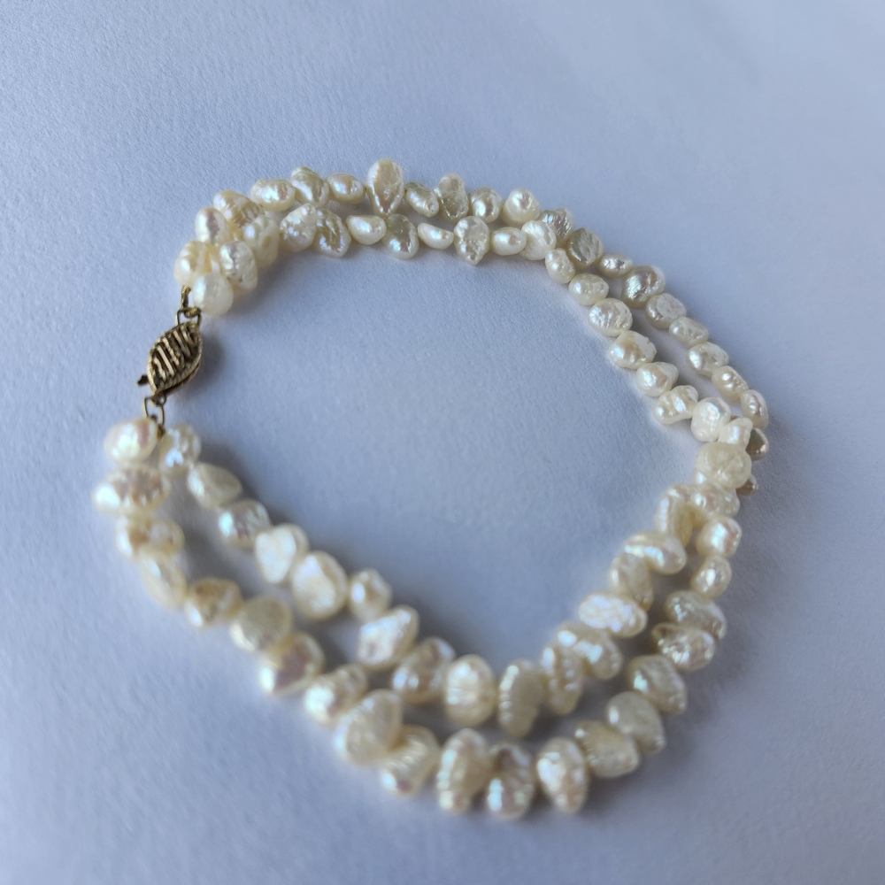 14kt double strand seed pearl bracelet
